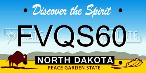 FVQS60 North Dakota License Plate