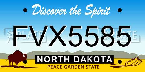 FVX5585 North Dakota License Plate