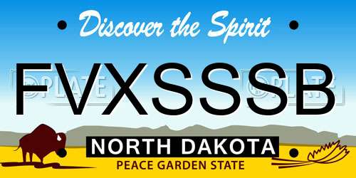 FVXSSSB North Dakota License Plate