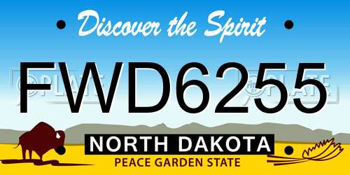 FWD6255 North Dakota License Plate