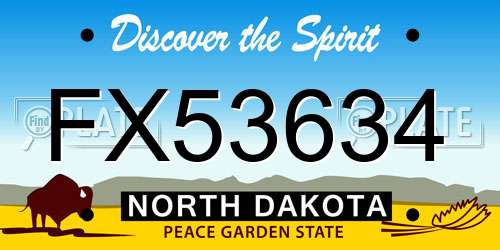 FX53634 North Dakota License Plate