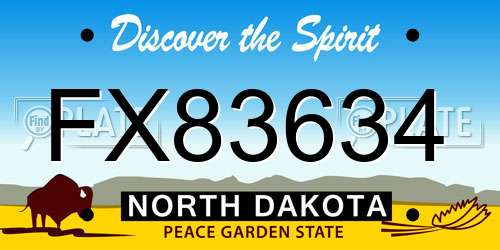 FX83634 North Dakota License Plate