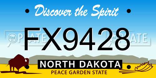 FX9428 North Dakota License Plate
