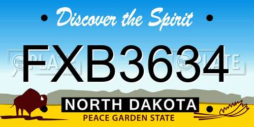 FXB3634 North Dakota License Plate