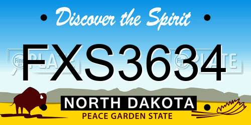 FXS3634 North Dakota License Plate