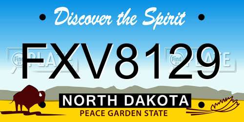 FXV8129 North Dakota License Plate