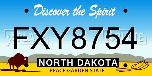 FXY8754 North Dakota License Plate
