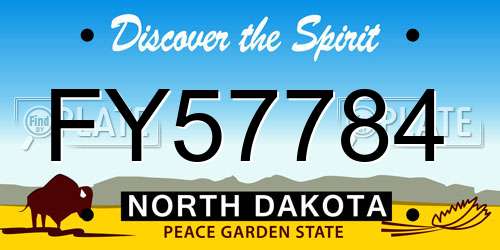 FY57784 North Dakota License Plate