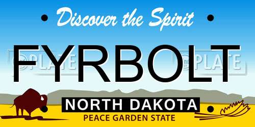 FYRBOLT North Dakota License Plate