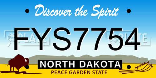 FYS7754 North Dakota License Plate
