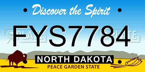 FYS7784 North Dakota License Plate