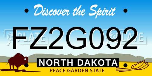 FZ2G092 North Dakota License Plate