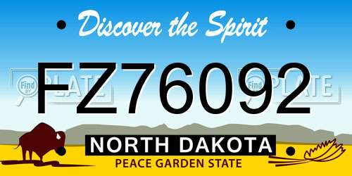 FZ76092 North Dakota License Plate