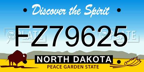 FZ79625 North Dakota License Plate