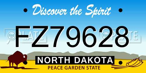 FZ79628 North Dakota License Plate