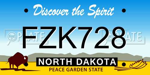 FZK728 North Dakota License Plate