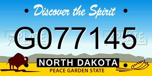 G077145 North Dakota License Plate