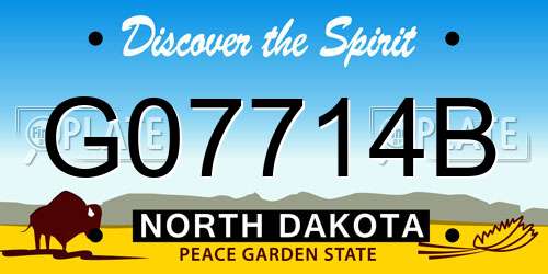 G07714B North Dakota License Plate