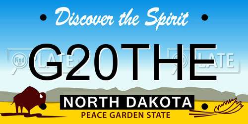 G20THE North Dakota License Plate
