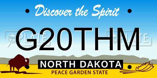 G20THM North Dakota License Plate