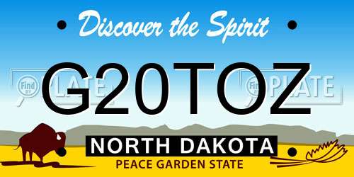 G20TOZ North Dakota License Plate
