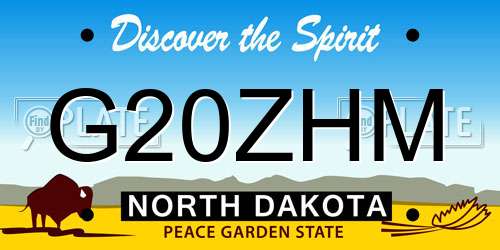 G20ZHM North Dakota License Plate