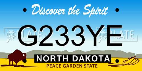 G233YE North Dakota License Plate