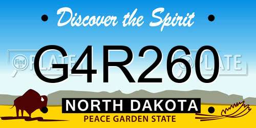 G4R260 North Dakota License Plate