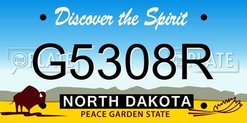 G5308R North Dakota License Plate