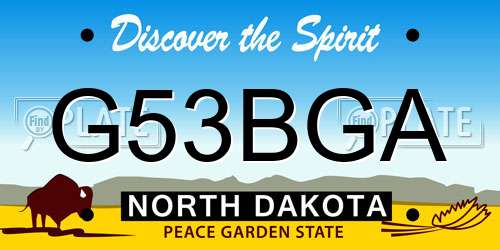 G53BGA North Dakota License Plate