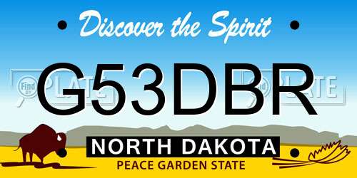 G53DBR North Dakota License Plate