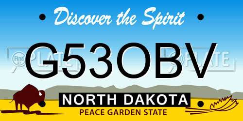 G53OBV North Dakota License Plate