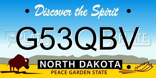 G53QBV North Dakota License Plate