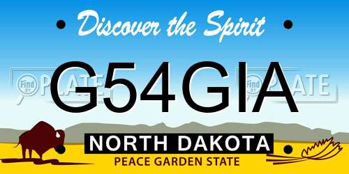 G54GIA North Dakota License Plate