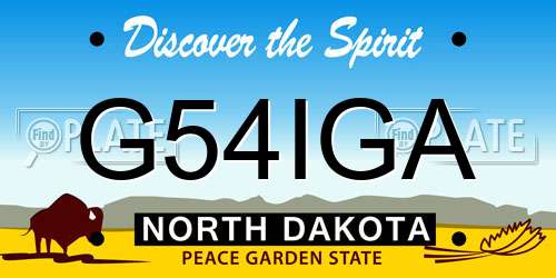 G54IGA North Dakota License Plate