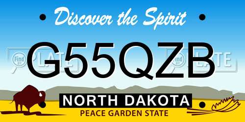 G55QZB North Dakota License Plate