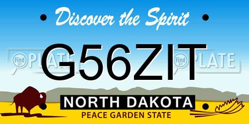 G56ZIT North Dakota License Plate