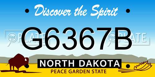 G6367B North Dakota License Plate