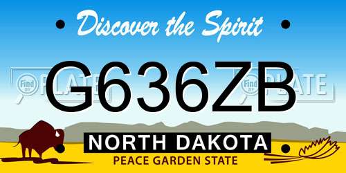 G636ZB North Dakota License Plate