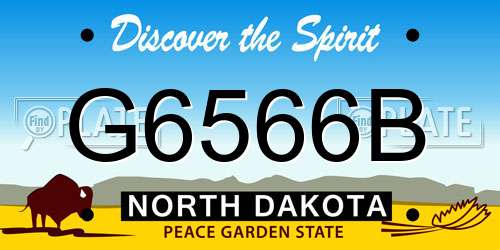G6566B North Dakota License Plate