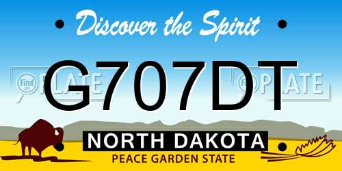 G707DT North Dakota License Plate