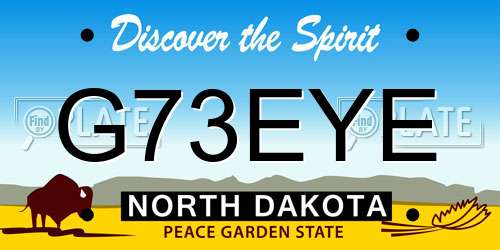 G73EYE North Dakota License Plate