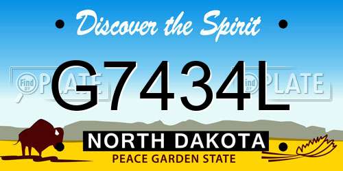 G7434L North Dakota License Plate