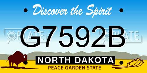 G7592B North Dakota License Plate