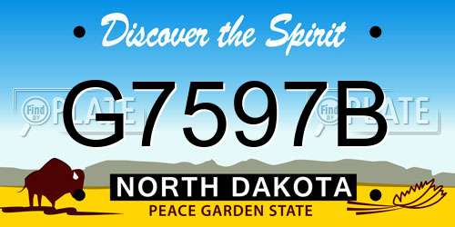 G7597B North Dakota License Plate