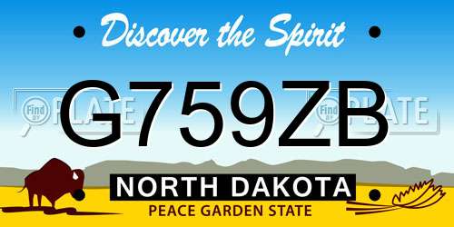 G759ZB North Dakota License Plate