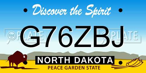 G76ZBJ North Dakota License Plate