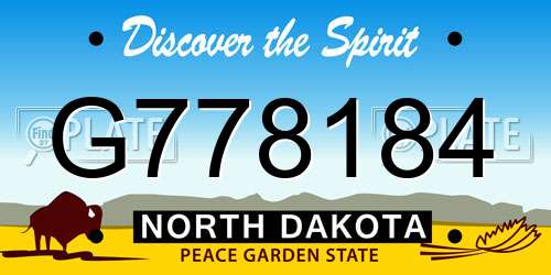 G778184 North Dakota License Plate