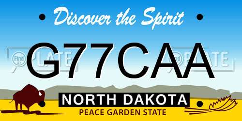 G77CAA North Dakota License Plate