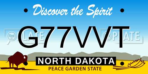 G77VVT North Dakota License Plate